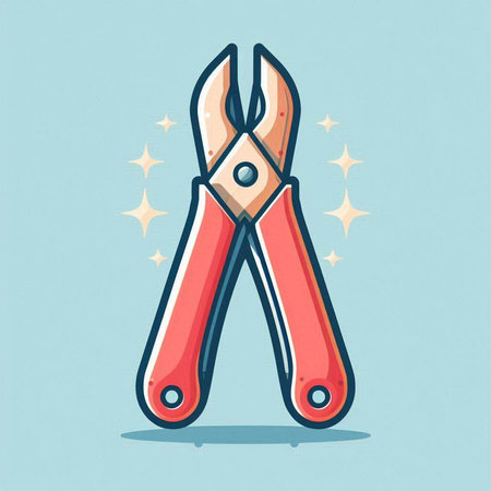 Illustration of a pair of pliers on a blue background.のイラスト素材