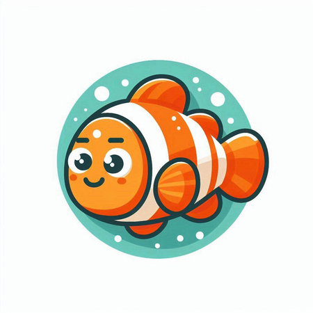 Clown fish vector icon. Cute cartoon clownfish isolated on white background.のイラスト素材