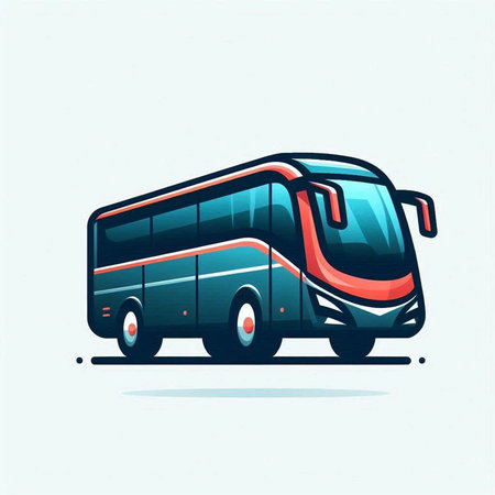 Bus vector illustration, flat design. Bus icon. Vector illustration.のイラスト素材