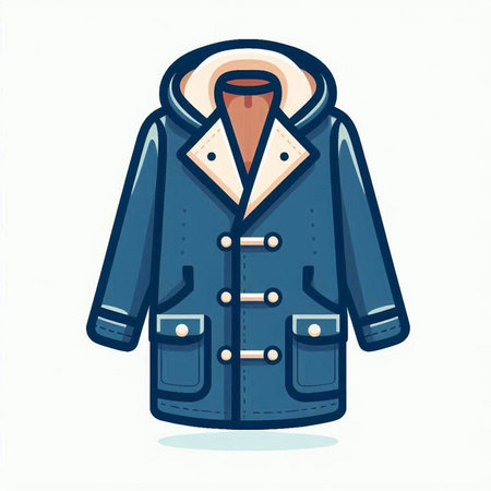 Vector illustration of a blue winter jacket. Isolated on white background.のイラスト素材