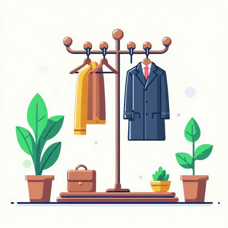 Clothing store vector illustration in flat style. Clothes shop concept.のイラスト素材