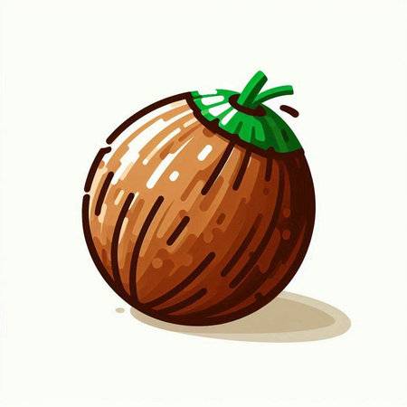 Coconut fruit isolated on the white background. Vector illustration.のイラスト素材