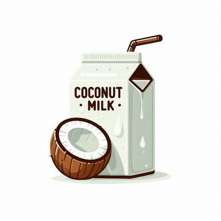 Coconut milk in a glass with a straw. Vector illustration.のイラスト素材