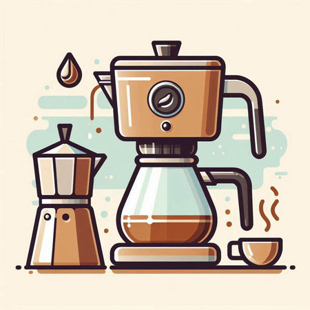 Coffee maker with cup of coffee. Vector illustration in flat styleのイラスト素材