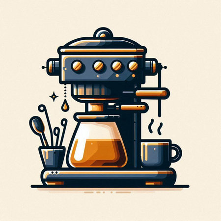 Coffee machine. Vector illustration of a retro style coffee machine.のイラスト素材