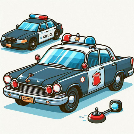 Police car and police flasher. Vector illustration of police car.のイラスト素材