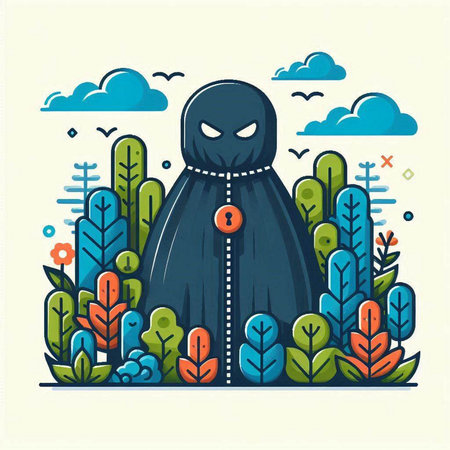 Vector illustration of a ghost in the forest. Flat style design.のイラスト素材