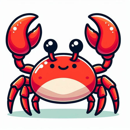 Cute cartoon crab. Vector illustration isolated on a white background.のイラスト素材