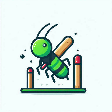 Cricket icon, vector illustration. Flat design style with green color.のイラスト素材