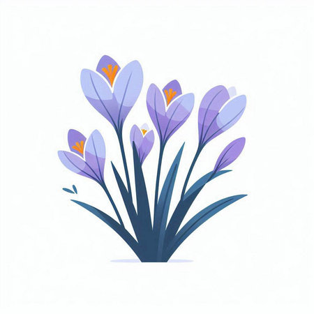 Beautiful spring crocus flowers on white background. Vector illustration.のイラスト素材