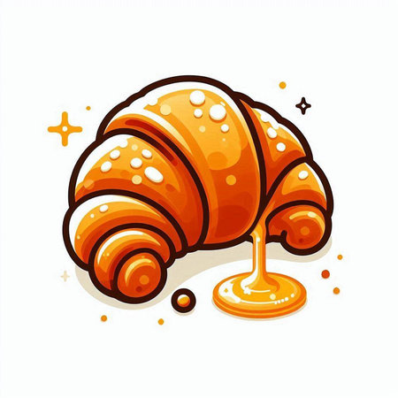 Coffee croissant icon. Hand drawn vector illustration.のイラスト素材