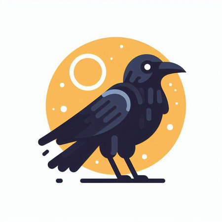 Crow. Vector illustration in a flat style on a white background.のイラスト素材