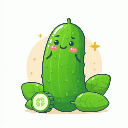 Cucumber character vector illustration. Cucumber cartoon character.のイラスト素材