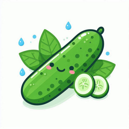 Cucumber character. Cucumber vector illustration. Cucumber cartoon character.のイラスト素材
