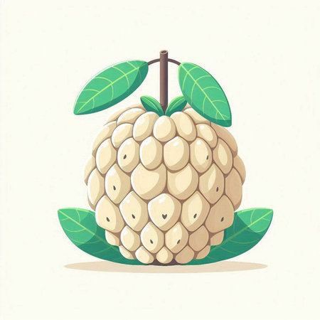 Custard apple fruit isolated on white background. Vector illustration.のイラスト素材