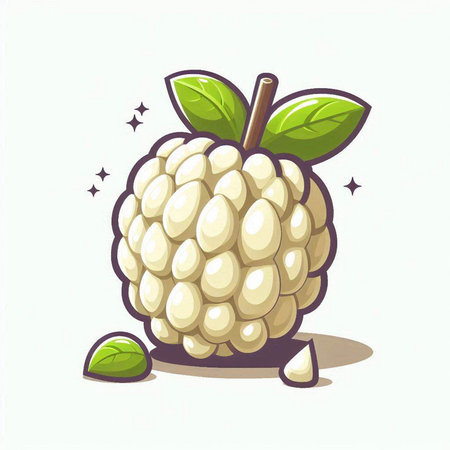 Custard apple fruit cartoon vector illustration isolated on white background.のイラスト素材