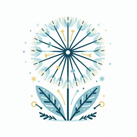 Dandelion flower. Hand drawn vector illustration. Doodle style.のイラスト素材