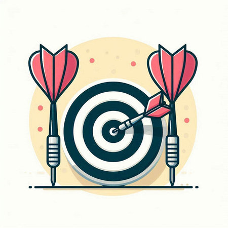 Darts target with arrows. Flat style vector illustration isolated on white background.のイラスト素材