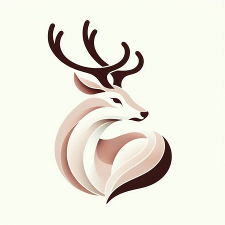 Christmas reindeer in paper cut style. Abstract vector illustration.のイラスト素材