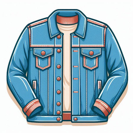 Denim jacket. Vector illustration. Isolated on white background.のイラスト素材