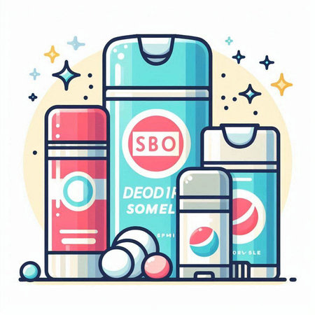 Vector illustration of deodorant and antiperspirant in flat style.のイラスト素材