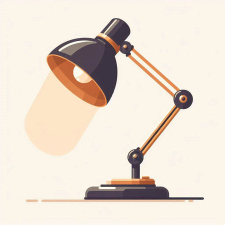 Vector illustration of a desk lamp. Flat design. Vector illustration.のイラスト素材