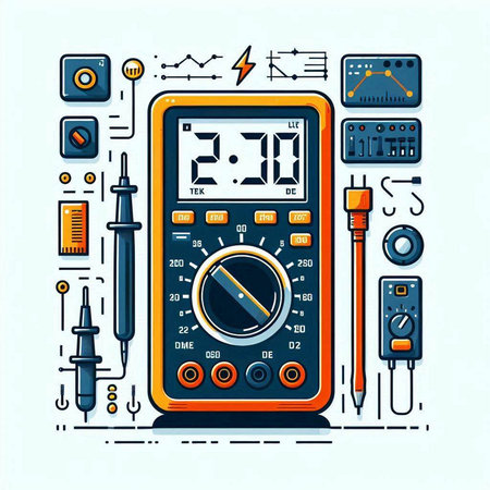 Digital multimeter. Multimeter in flat style. Vector illustration.のイラスト素材