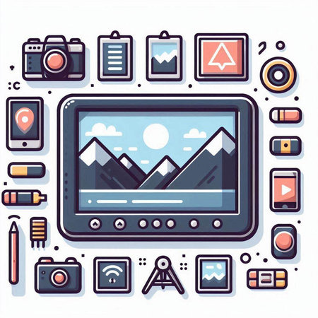 Vector illustration of modern thin line art design icons for web and mobile applicationsのイラスト素材