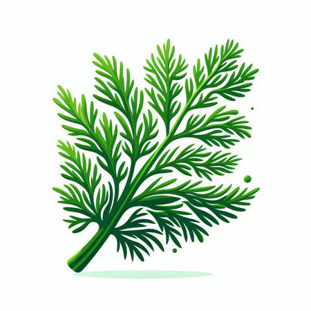 Fresh green dill isolated on a white background. Vector illustration.のイラスト素材