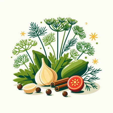 Herbs and spices, vector illustration. Herbs and spices.のイラスト素材