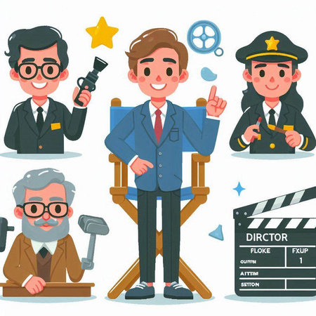 Cartoon police officer character set. Vector illustration in a flat styleのイラスト素材