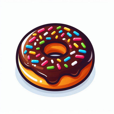Illustration of a donut with sprinkles on a white backgroundのイラスト素材