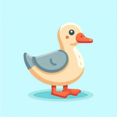 Cute duck cartoon vector illustration. Cute cartoon duck character.のイラスト素材