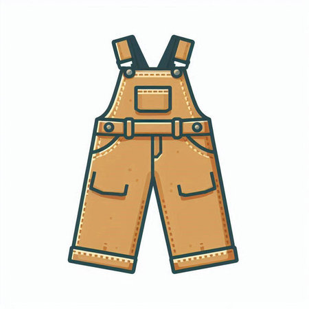 Vector illustration of a denim overalls isolated on a white background.のイラスト素材