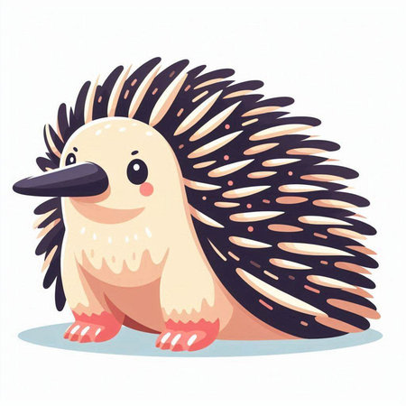 Cute cartoon hedgehog on a white background. Vector illustration.のイラスト素材