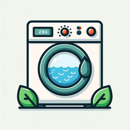 Laundry icon. Washing machine with water drop. Vector illustration.のイラスト素材