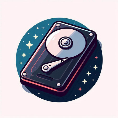 HDD, hard drive icon, vector illustration, flat design.のイラスト素材