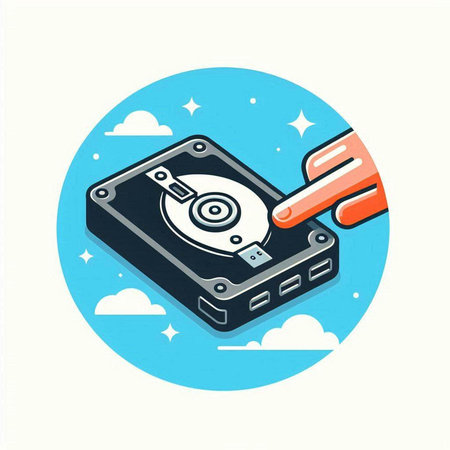 Hard disk drive repair service. Vector illustration in flat design style.のイラスト素材