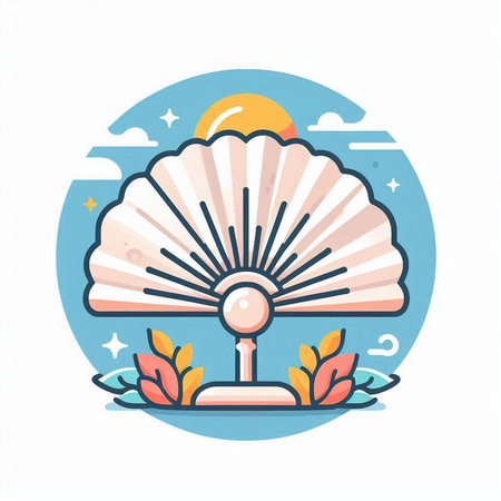 Folding fan icon in flat style. Vector illustration on white background.のイラスト素材