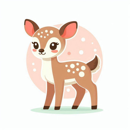 Cute little baby deer on a white background. Vector illustration.のイラスト素材