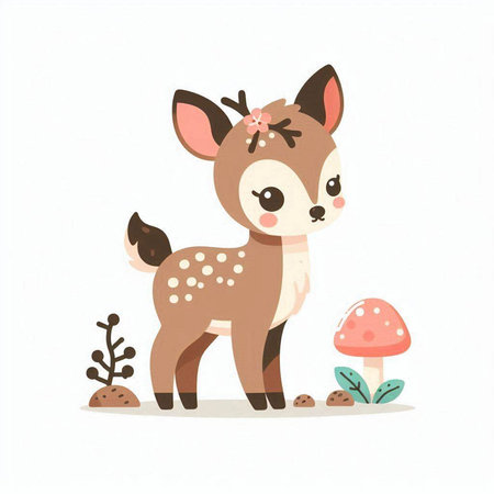 Cute cartoon deer. Vector illustration isolated on a white background.のイラスト素材