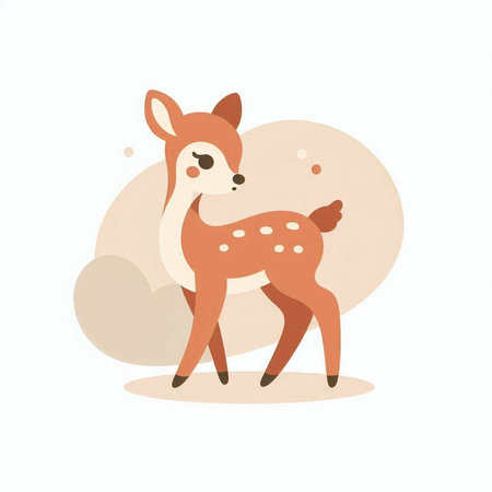 Cute cartoon fawn. Vector illustration of a cute little deer.のイラスト素材