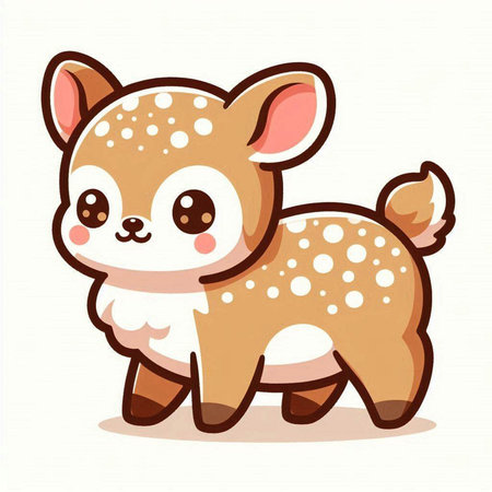 Cute cartoon deer on white background. Vector illustration for your designのイラスト素材