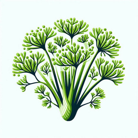 A bunch of dill isolated on white background. Vector illustration.のイラスト素材