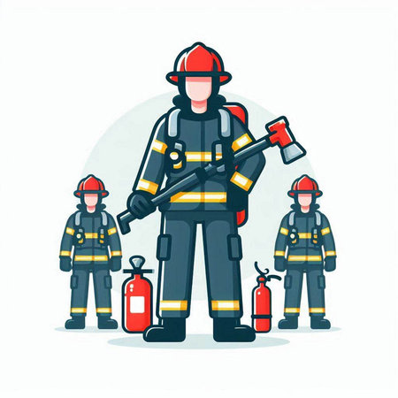 Firefighter, fireman, fireman, fireman vector illustrationのイラスト素材
