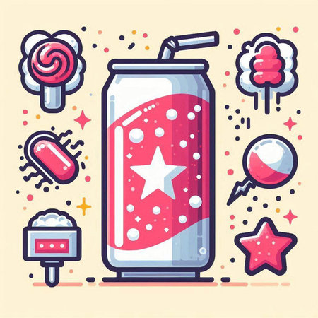 Soda can icon set in flat style. Vector illustration of cola.のイラスト素材