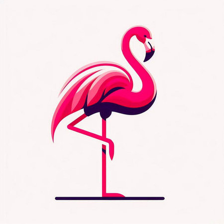 Pink flamingo isolated on white background. Vector illustration for your designのイラスト素材