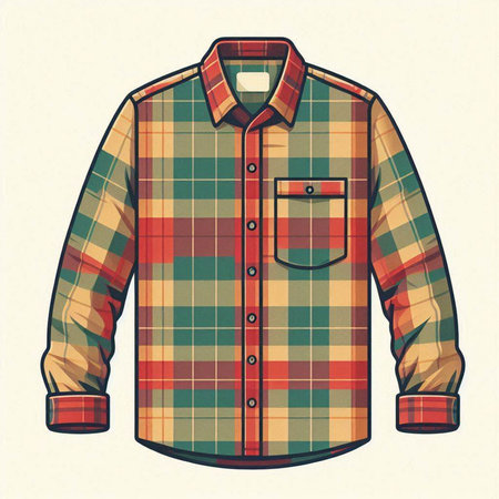 Illustration of a checkered shirt on a white background.のイラスト素材