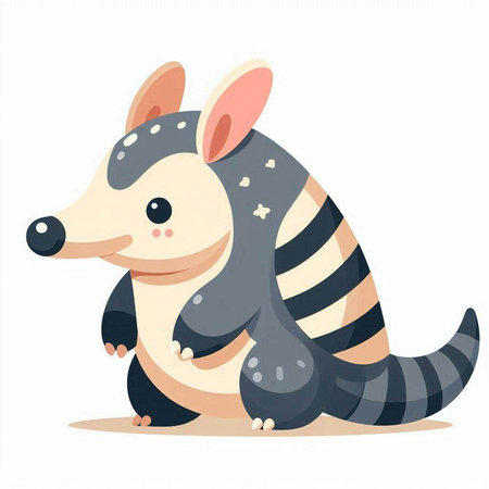 Cute cartoon little armadillo. Vector illustration isolated on white background.のイラスト素材
