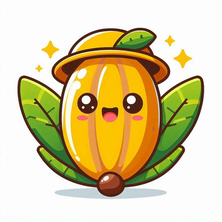 Cute pumpkin fruit character cartoon vector illustration. Cute pumpkin fruit mascot.のイラスト素材